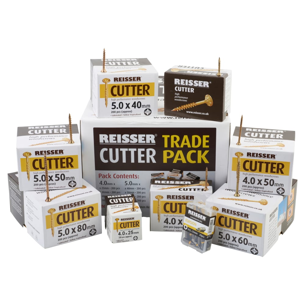 Reisser Cutter Pozi Countersunk Wood Screws Trade Pack - Yellow Zinc - Pack of 1600