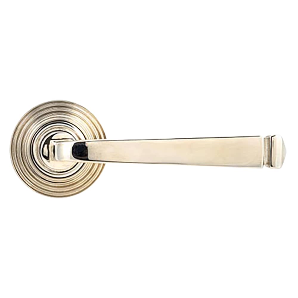 From The Anvil Avon Door Handle on Reeded Beehive Rose - Polished Nickel