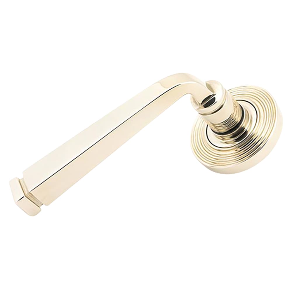 From The Anvil Avon Door Handle on Reeded Beehive Rose - Polished Nickel