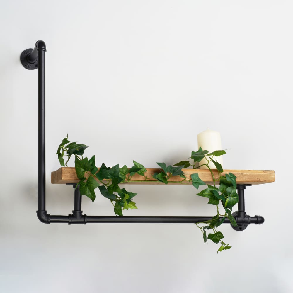 Altro 3/4" L Shaped Pipe Shelf Kit - Black 