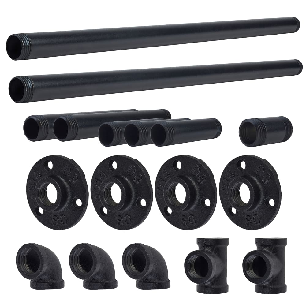 Altro 3/4" L Shaped Pipe Shelf Kit - Black 