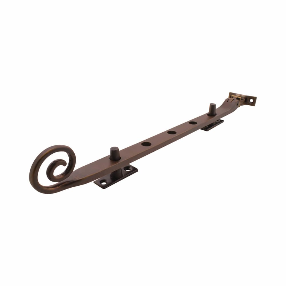 Hampstead Open Curl Casement Window Stay - 12"/300mm Length - Soft Antique Bronze