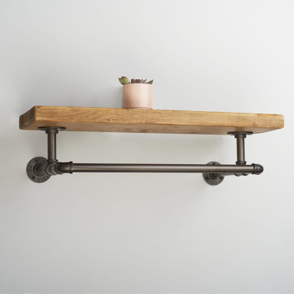 Altro 3/4" Pipe Shelf Kit with Forwards Facing Hanging Rail - Black