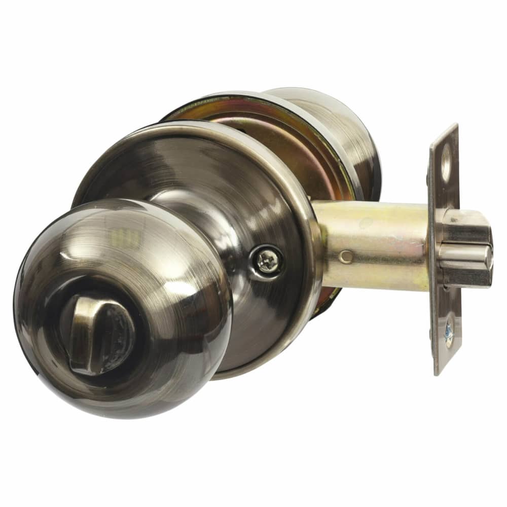 Touchpoint Bala Hotel Mortice Door Knobset - Entrance - 65mm Rose Diameter - Antique Brass 