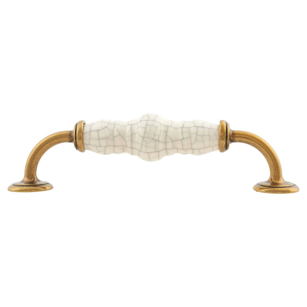 Hampstead 24mm Porcelain Crackle D-Bar Cabinet Pull Handle - 128mm Centres - Antique Brass