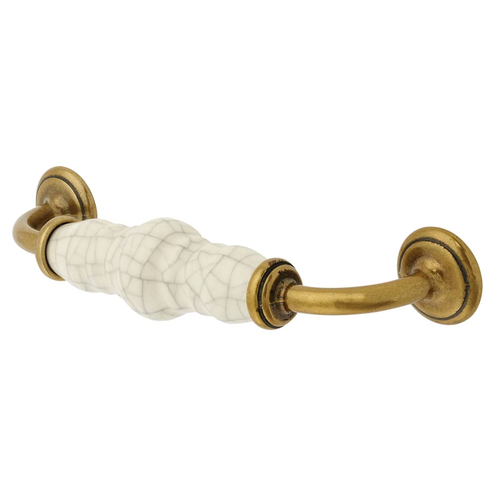 Hampstead 24mm Porcelain Crackle D-Bar Cabinet Pull Handle - 128mm Centres - Antique Brass
