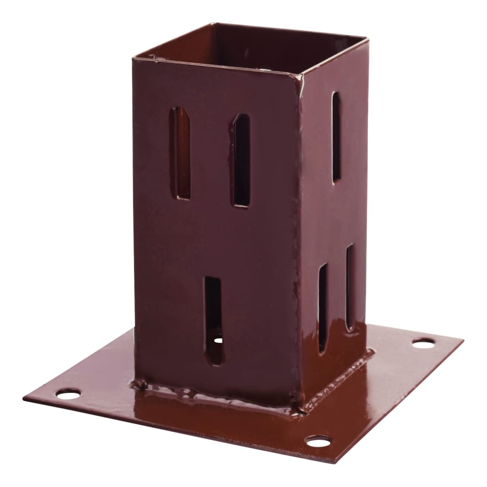 TIMCO Bolt Down Fence Post Shoe - Quick Fit - 75 x 75mm - Oxide Red