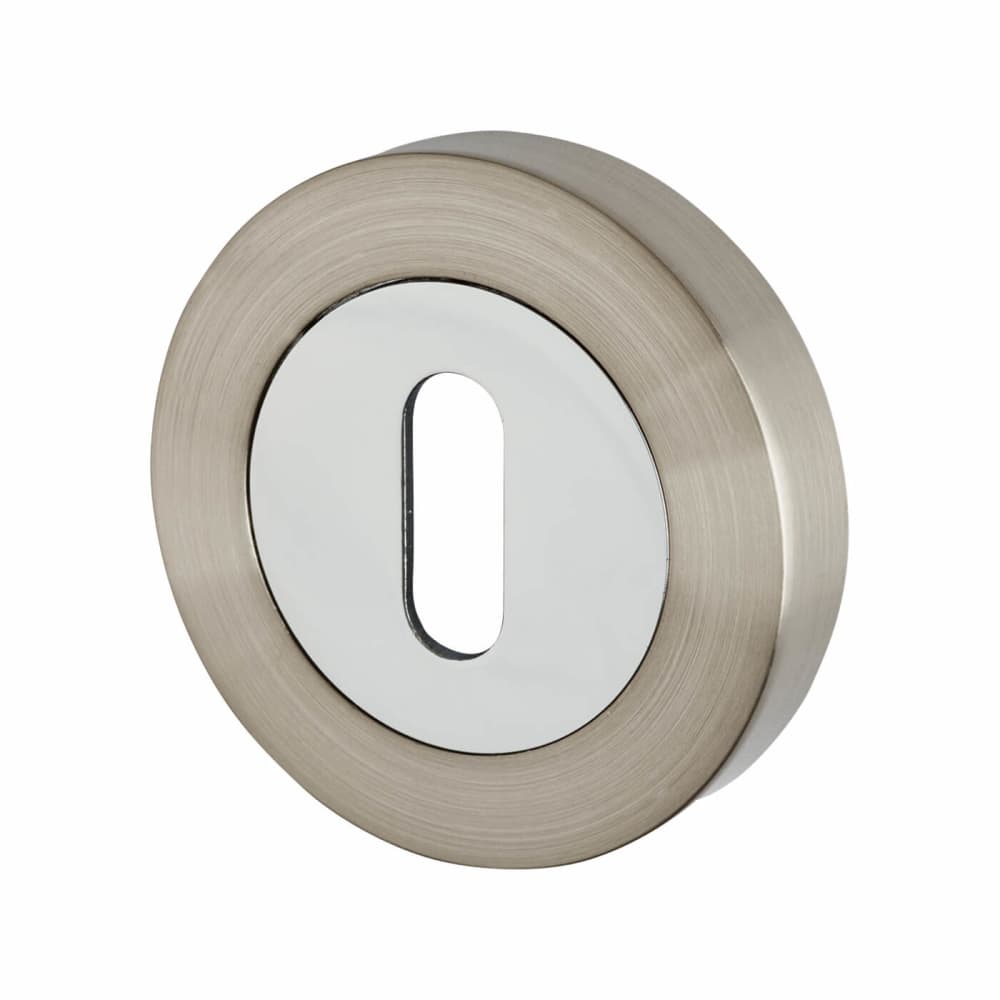 Excel Escutcheon - 52 x 52mm - Keyhole - Satin Nickel/Polished Chrome