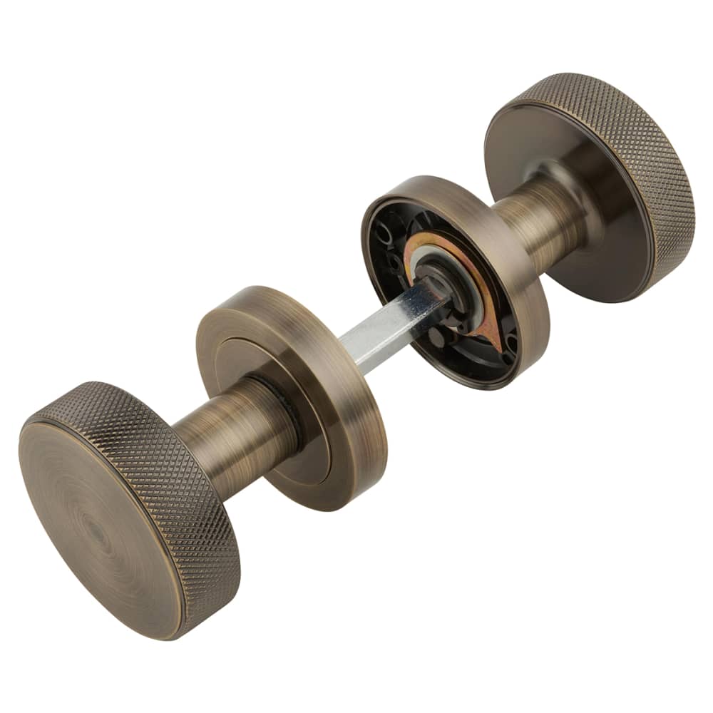 Altro Knurled Mortice Door Knob - 52mm Rose Diameter - Antique Brass