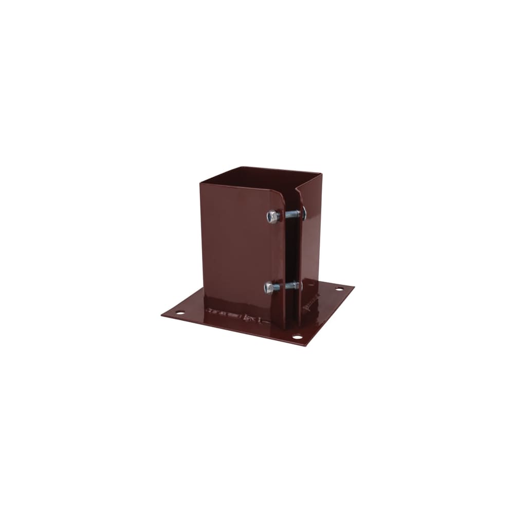 Powapost Fence Post Bolt Down Shoe - Twin Bolt - 75 x 75mm - Brown Powder Coated