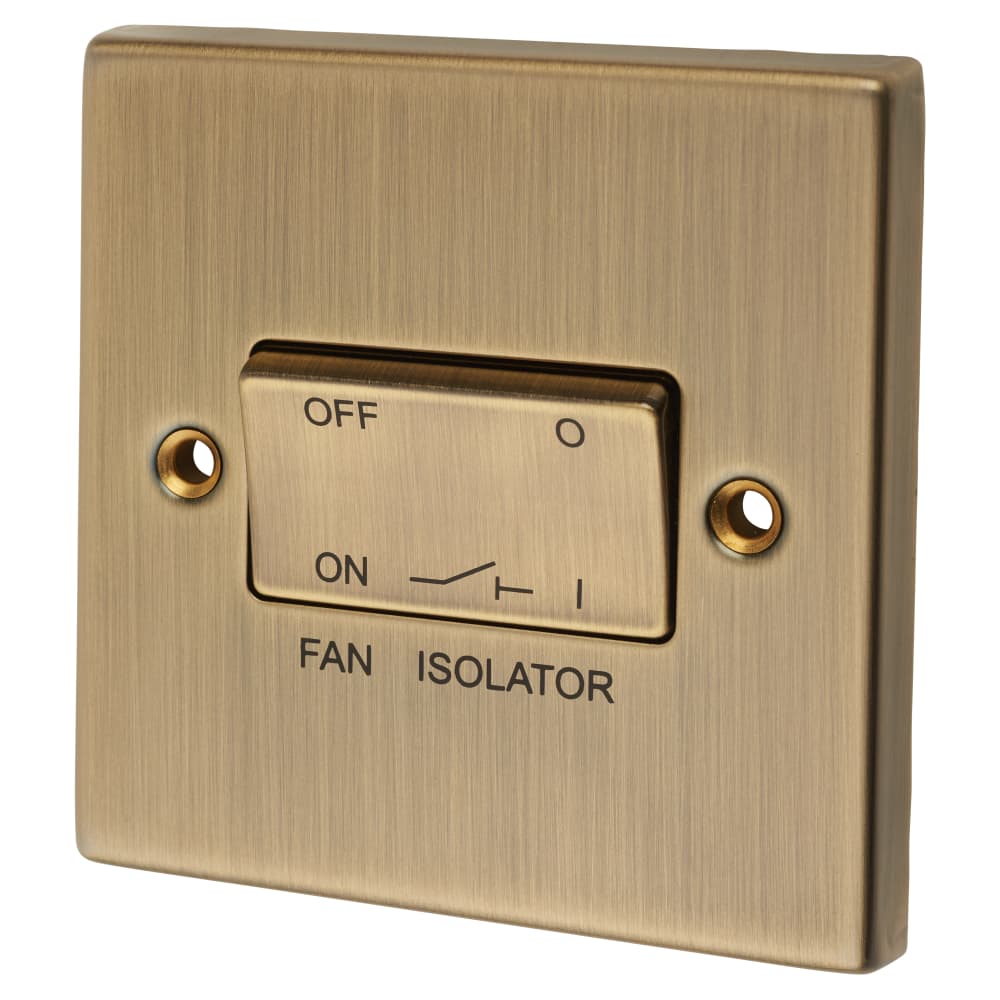 Knightsbridge 10AX 1 Gang Triple Pole Fan Isolator Switch - Antique Brass