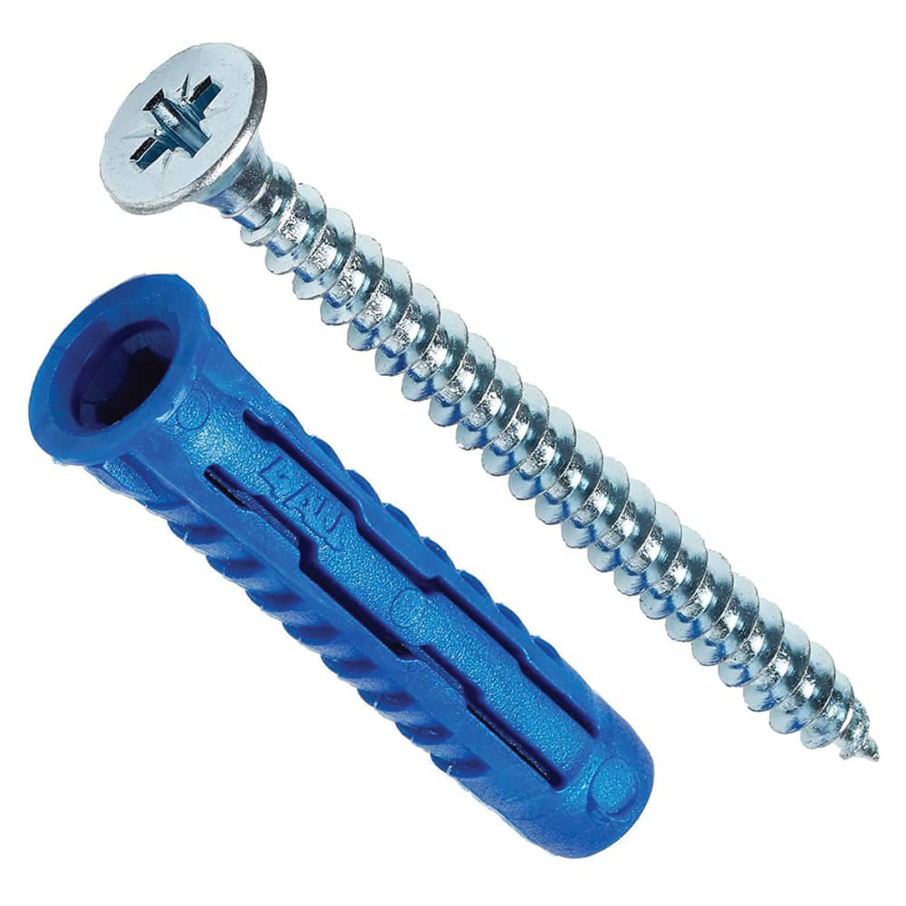 Rawlplug RAWL4ALL Nylon Plug - 10 x 50mm and Screw - Blue - Pack of 25