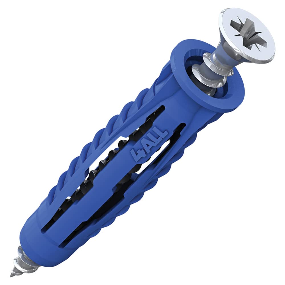 Rawlplug RAWL4ALL Nylon Plug - 10 x 50mm and Screw - Blue - Pack of 25
