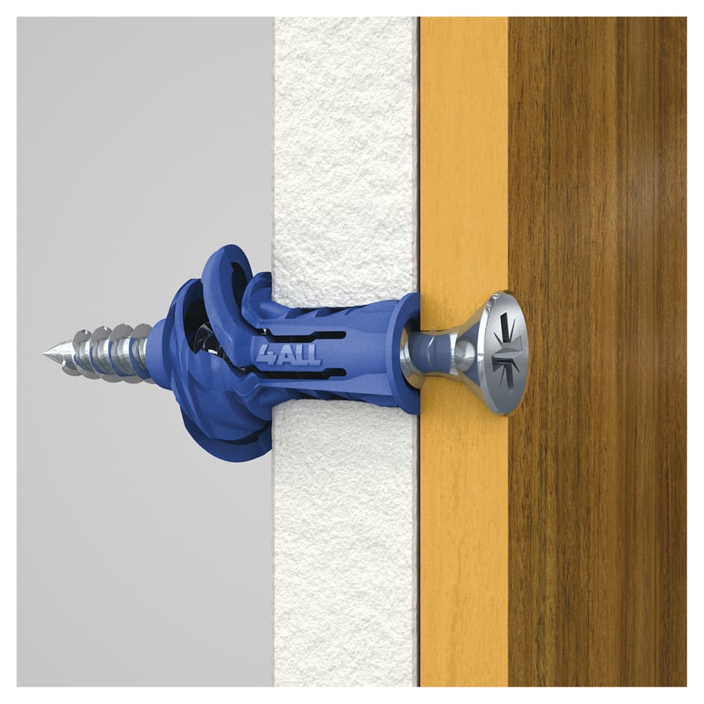 Rawlplug RAWL4ALL Nylon Plug - 10 x 50mm and Screw - Blue - Pack of 25