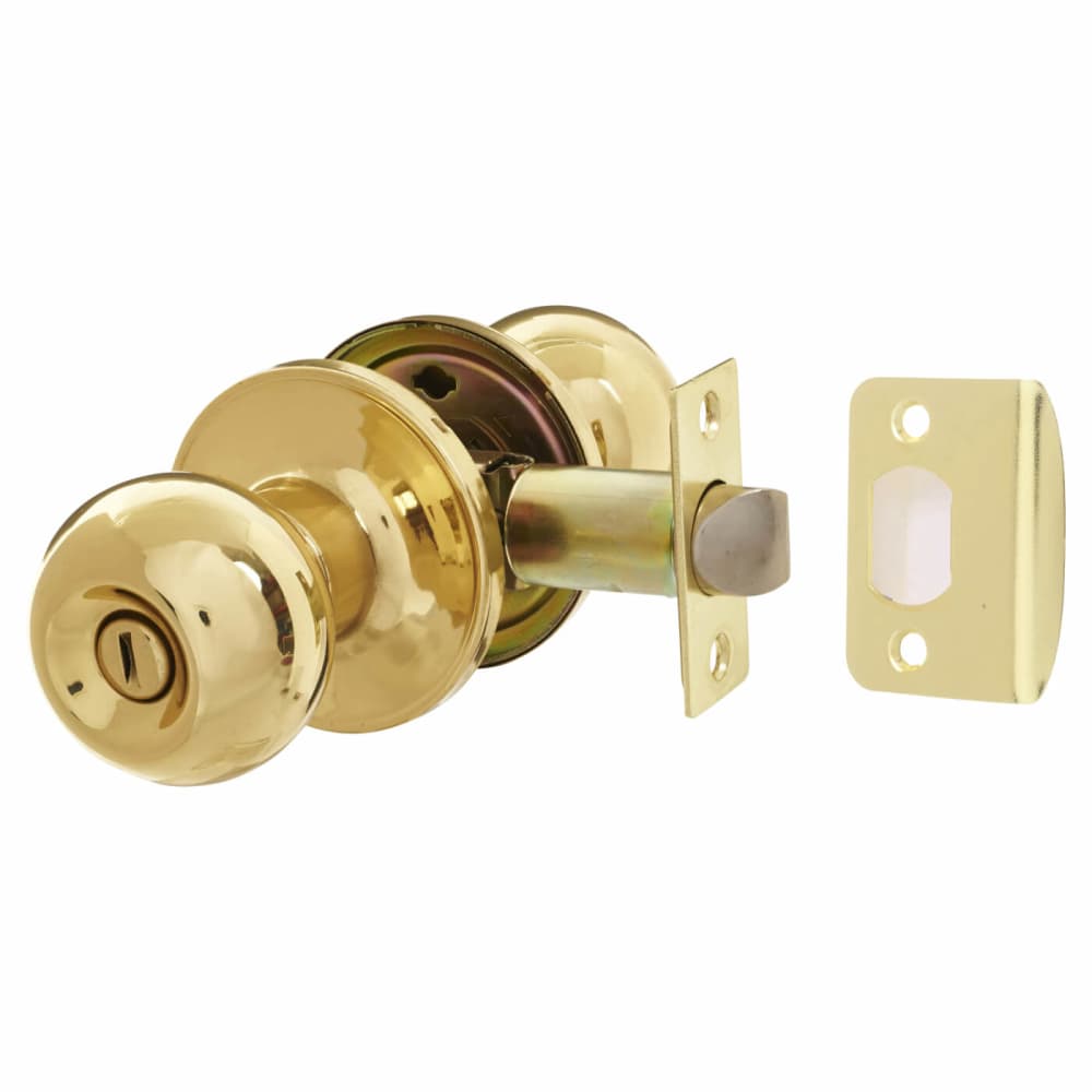 Touchpoint Bala Hotel Mortice Door Knobset - Bathroom - 65mm Rose Diameter - Polished Brass
