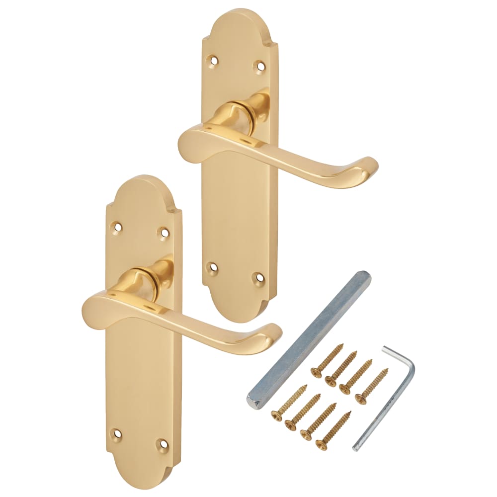 Touchpoint Victorian Summer Latch Door Handle - 168 x 40mm - Polished Brass