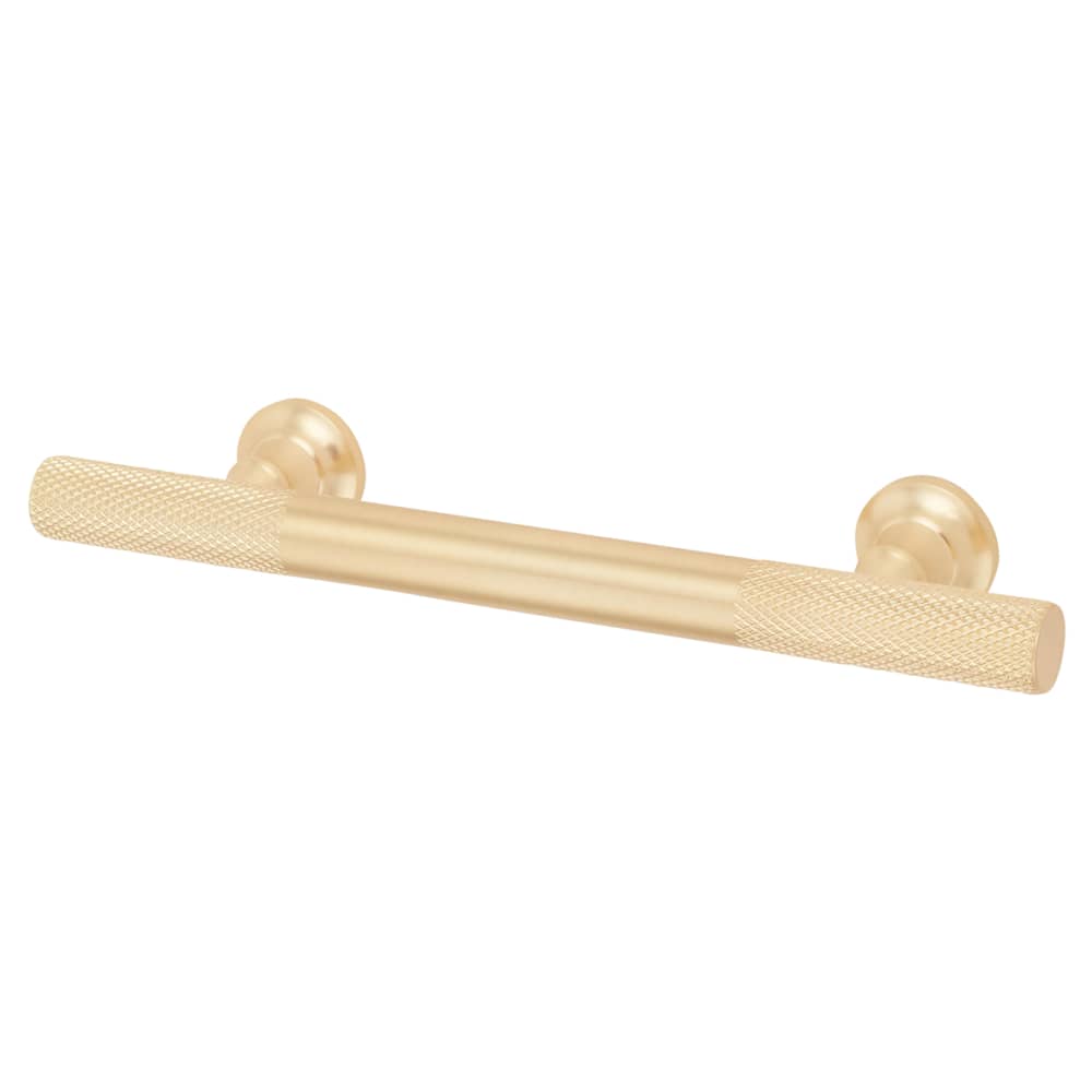 Altro York 12mm Partially Knurled T-Bar Cabinet Pull Handle - 96mm Centres - Satin Brass