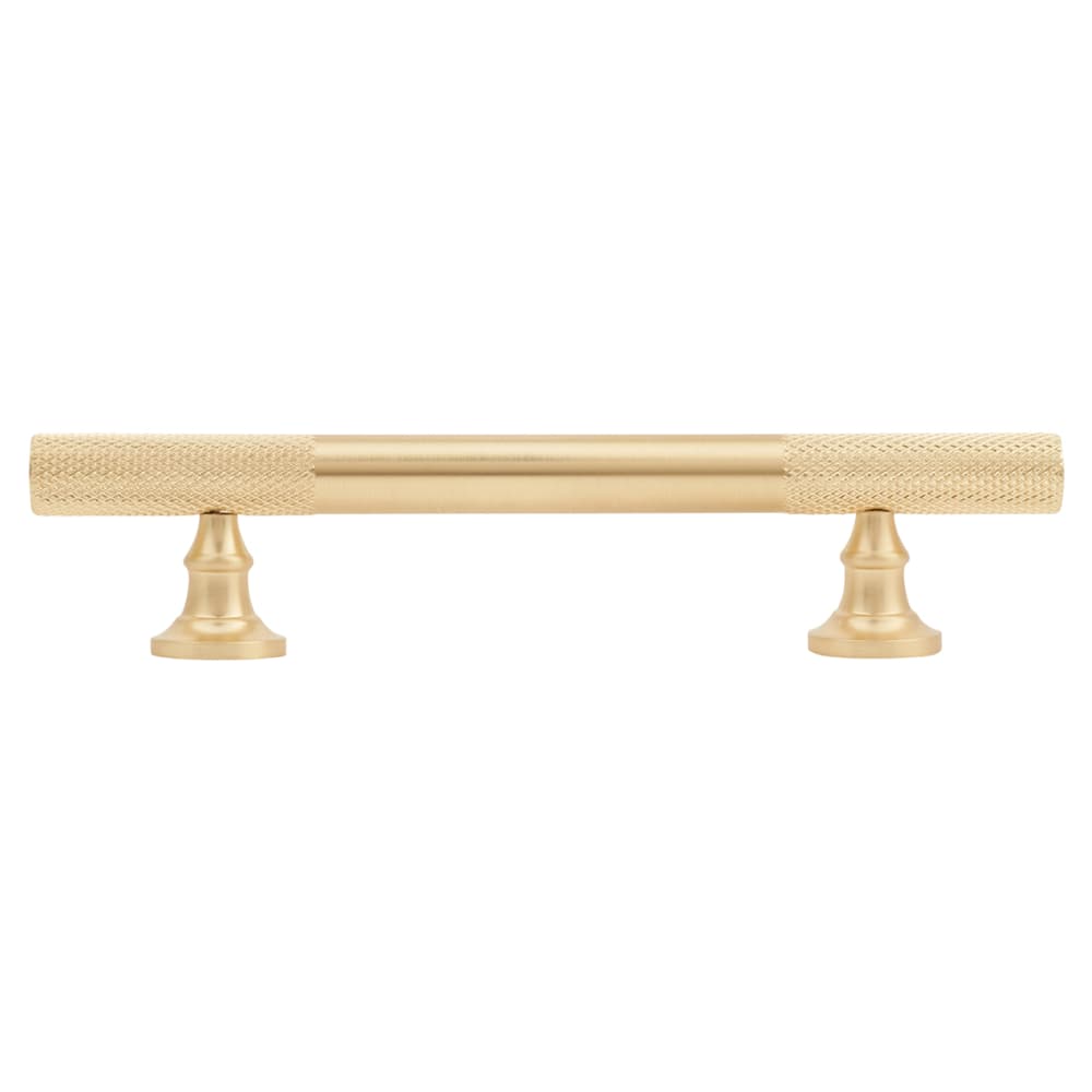 Altro York 12mm Partially Knurled T-Bar Cabinet Pull Handle - 96mm Centres - Satin Brass