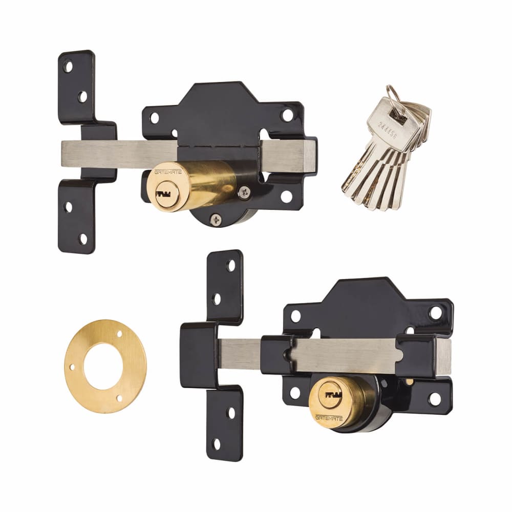 GateMate Locking Long Throw Gate Lock - 70mm Gate Thickness - 2 Keyholes - 316 Stainless Steel