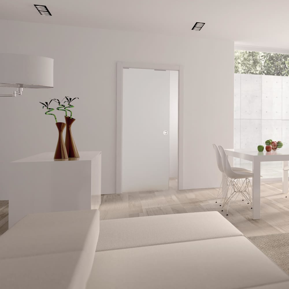 Eclisse 8mm Glass Single Pocket Door Kit - 100mm Finished Wall Thickness - 762 x 1981mm Door Size