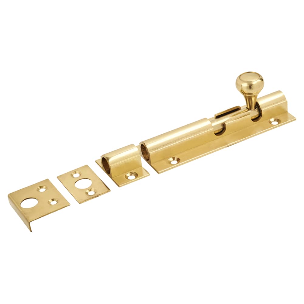 Altro Decorative Straight Barrel Bolt - 100 x 32mm - Polished Brass
