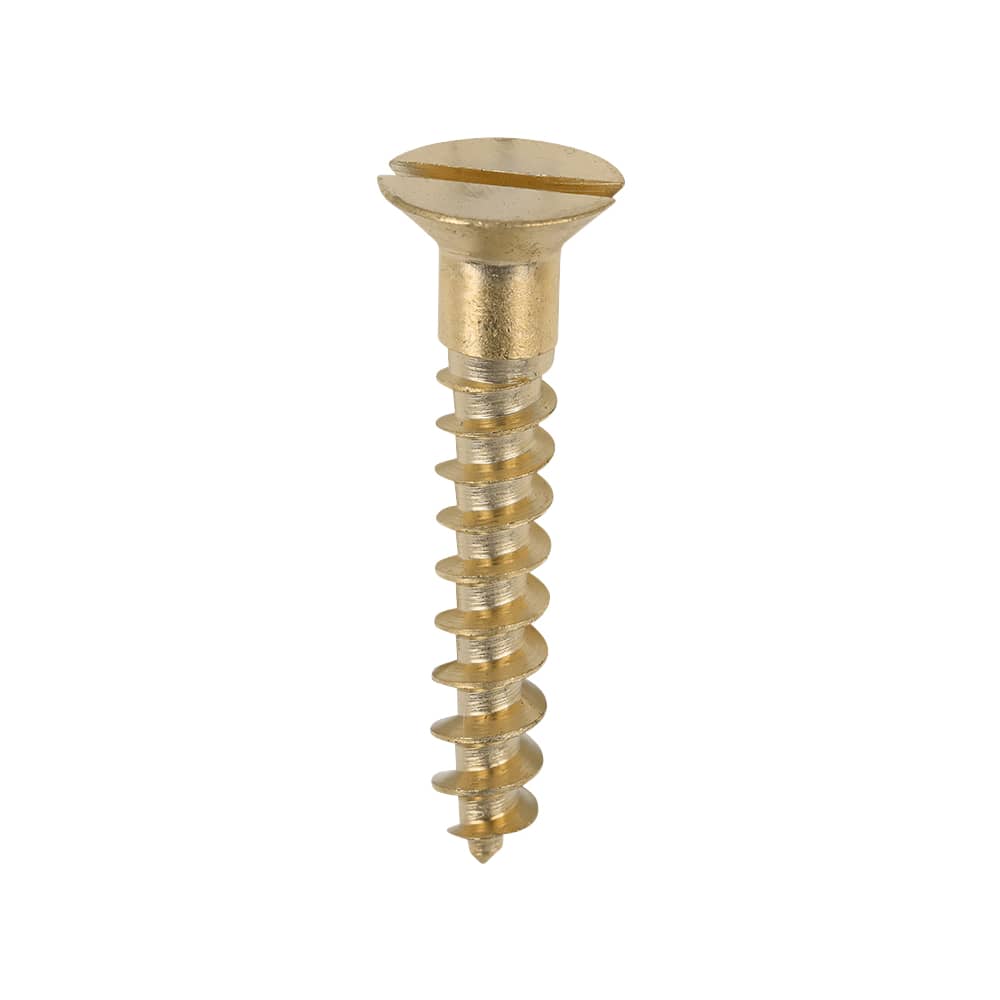 TIMCO Slotted Countersunk Wood Screws - 8 x 1" - Solid Brass - Pack of 200