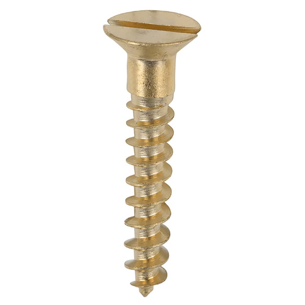 TIMCO Slotted Countersunk Wood Screws - 8 x 1" - Solid Brass - Pack of 200