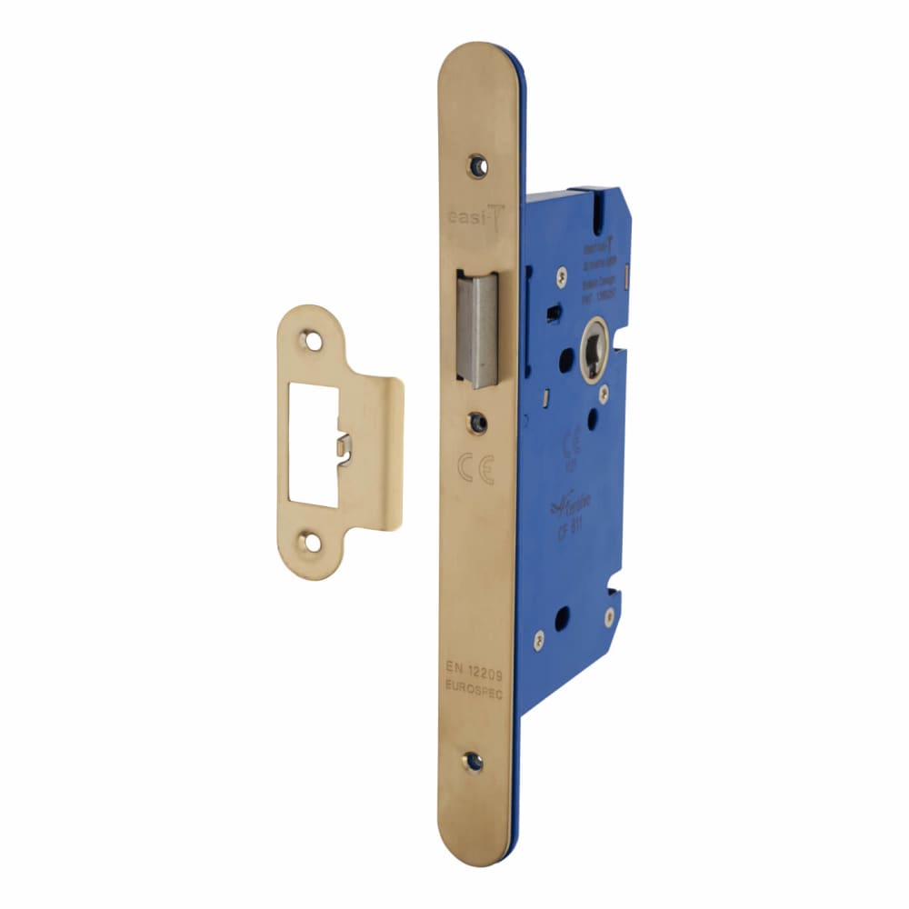 Hampstead Architectural DIN Latch - 85mm Case - 60mm Backset - Radius - PVD Brass