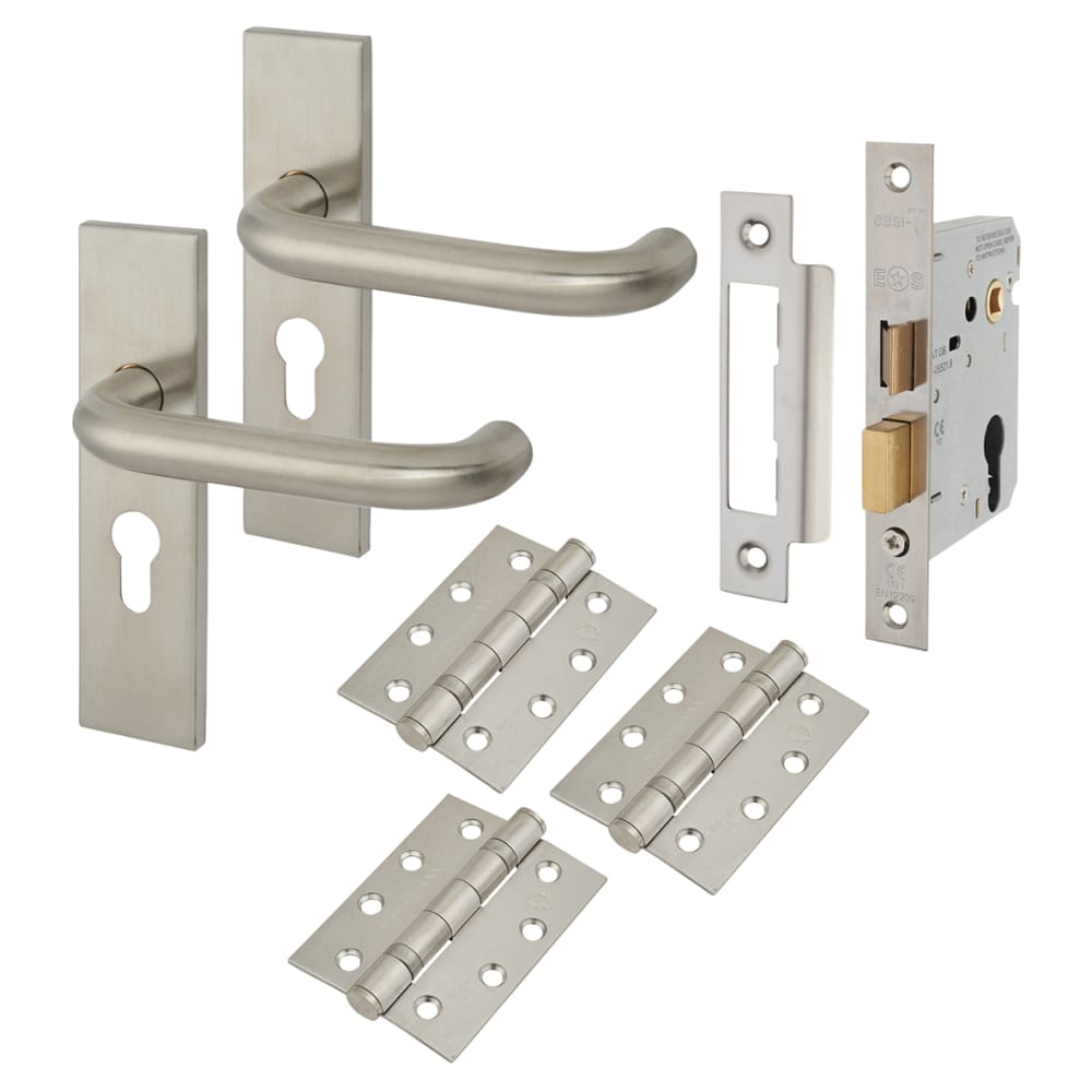 Touchpoint 19mm Return to Door Euro Lock Door Handle Kit - Satin Stainless Steel