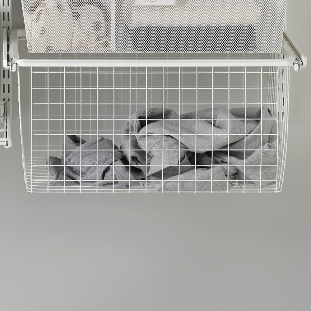 elfa Top Track System - Click In Medium Wire Basket for Gliding Frame - 605 x 430 x 185mm - White