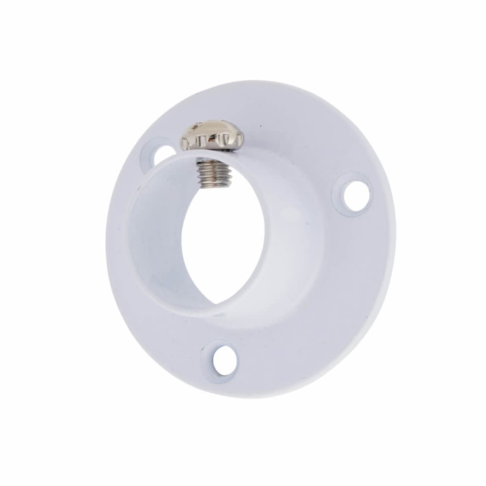 Rothley 19mm Tube Hanging Rail End Socket with Locking Grub Screws - White - Pack of 2