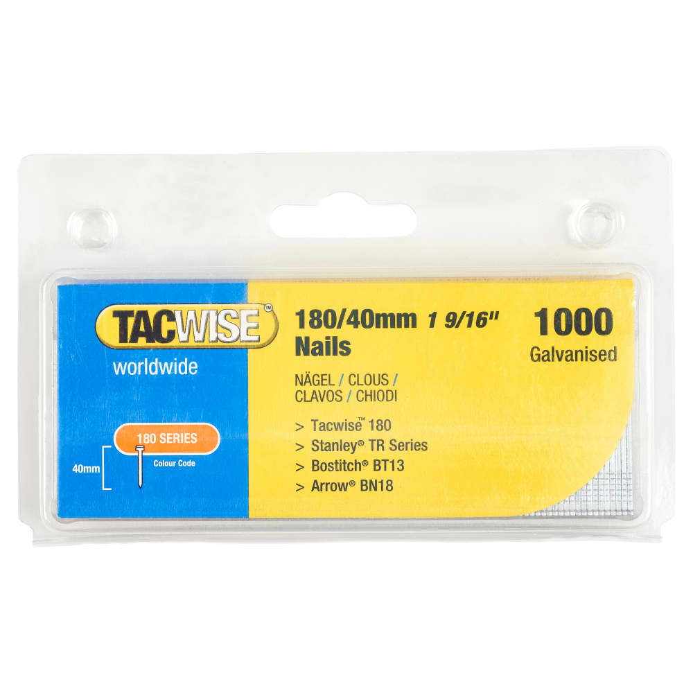 Tacwise 180 Series Nails - 18 Gauge - 40mm Nails - Galvanised - Pack of 1000
