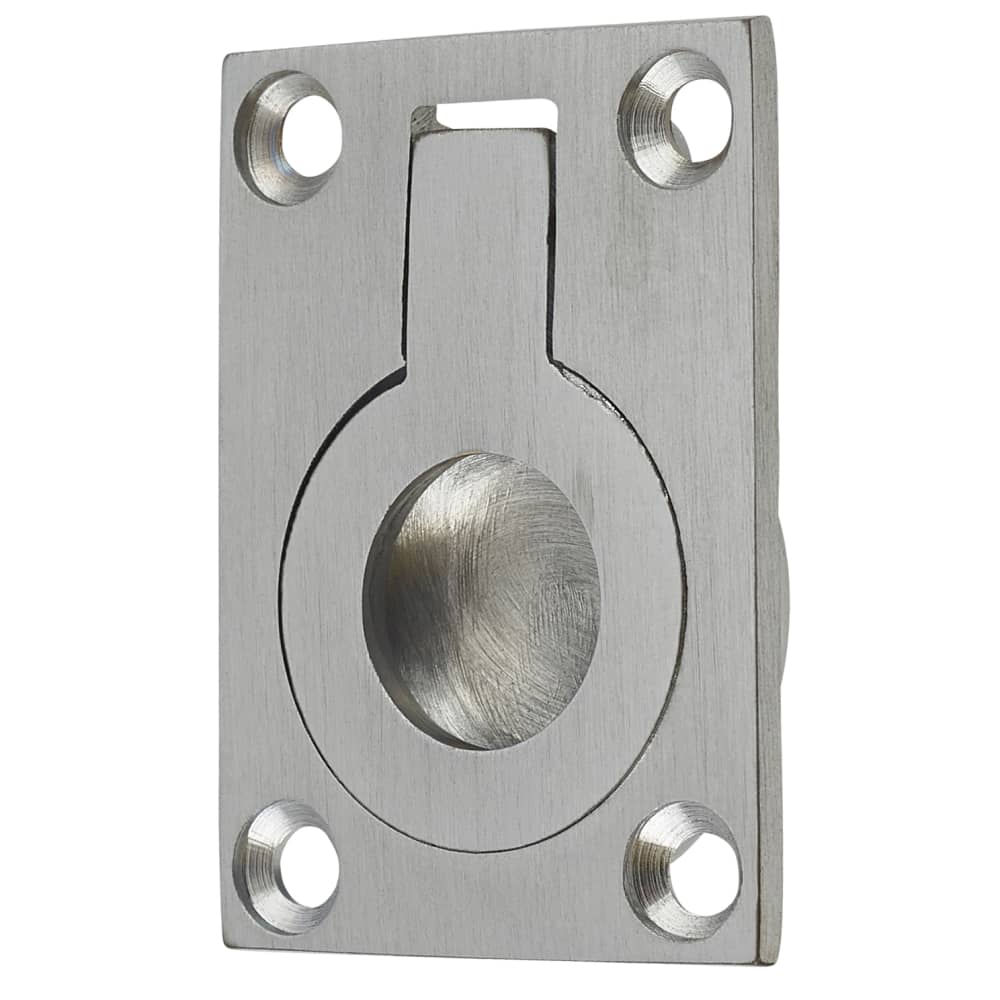 Altro Rectangular Flush Ring Cabinet Pull Handle - 38 x 27mm - Satin Chrome