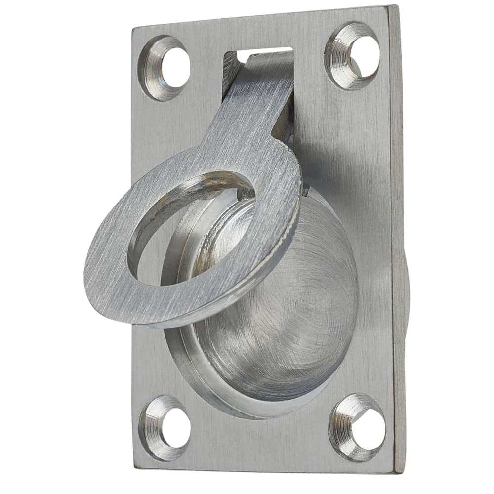 Altro Rectangular Flush Ring Cabinet Pull Handle - 38 x 27mm - Satin Chrome