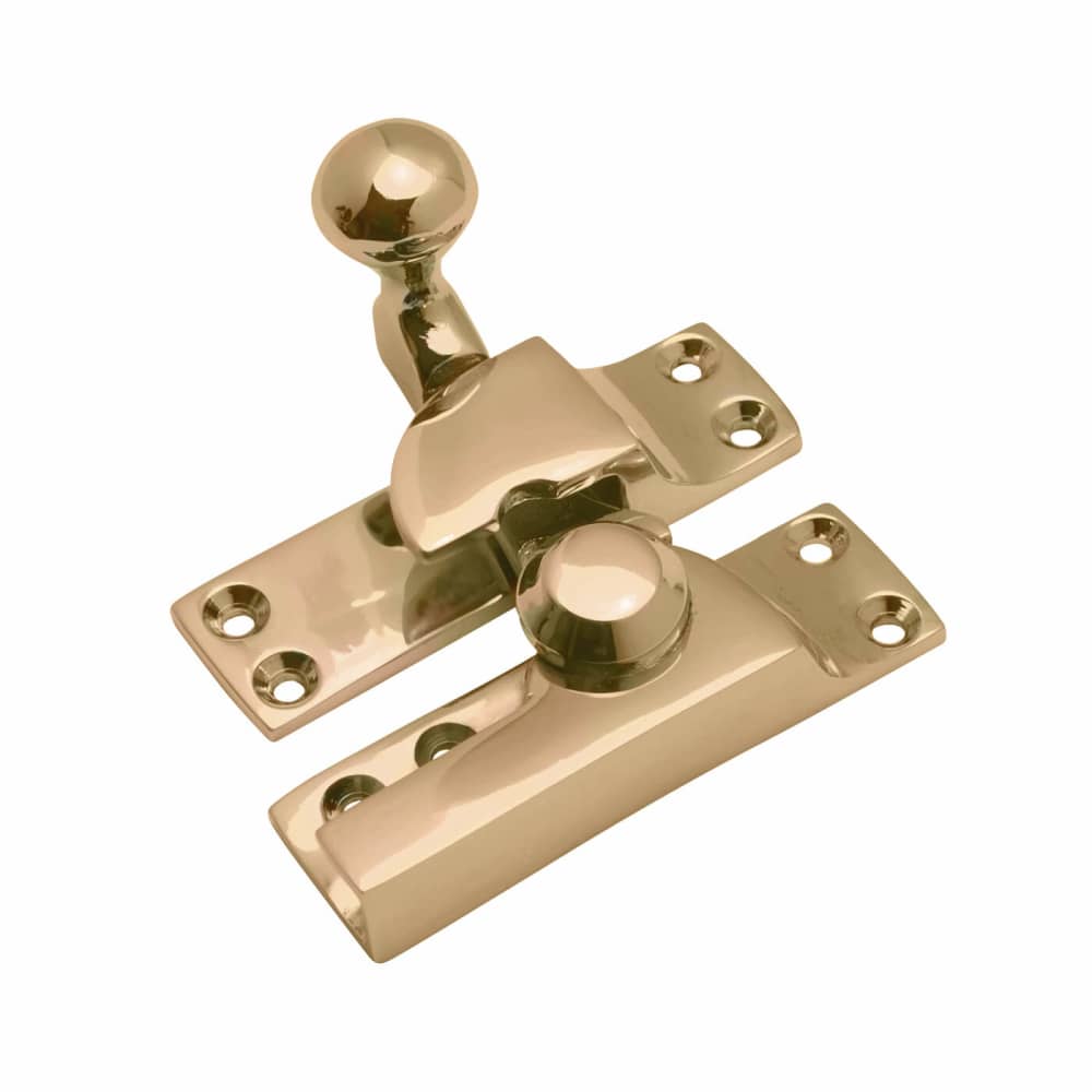 Hampstead Heavy Duty London Pattern Sash Fastener - 75 x 23mm - Polished Brass