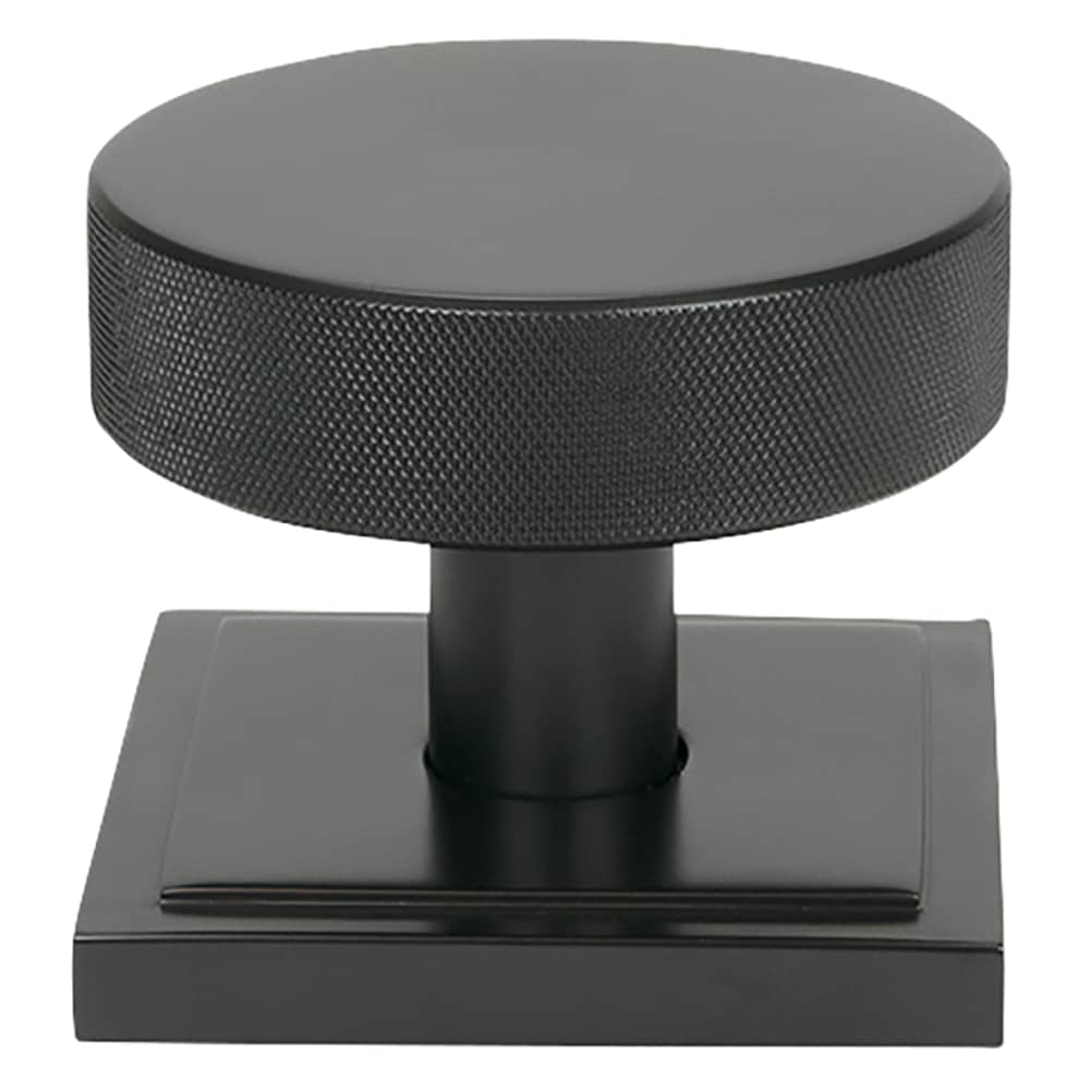 From The Anvil Brompton Round Knurled Centre Door Knob on Square Rose - 90 x 90mm Rose - Aged Bronze