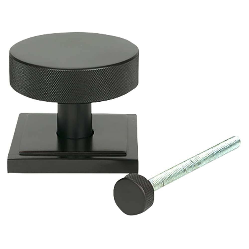 From The Anvil Brompton Round Knurled Centre Door Knob on Square Rose - 90 x 90mm Rose - Aged Bronze