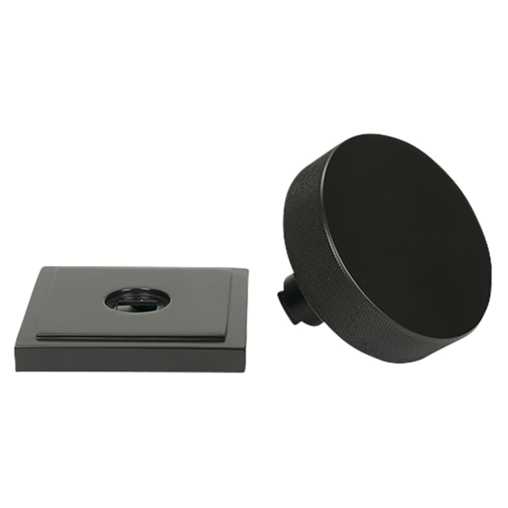 From The Anvil Brompton Round Knurled Centre Door Knob on Square Rose - 90 x 90mm Rose - Aged Bronze