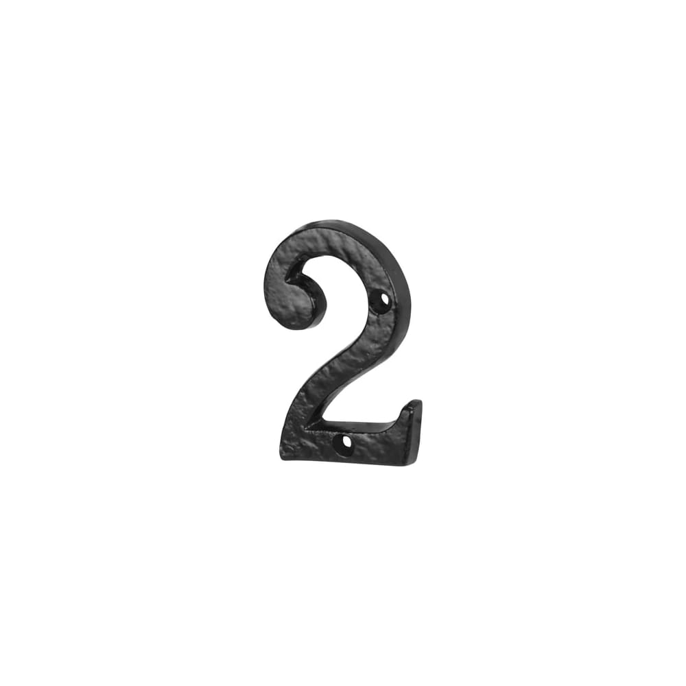 Olde Forge 76mm Screw Fix Door Numeral - 2 - Antique Black Iron
