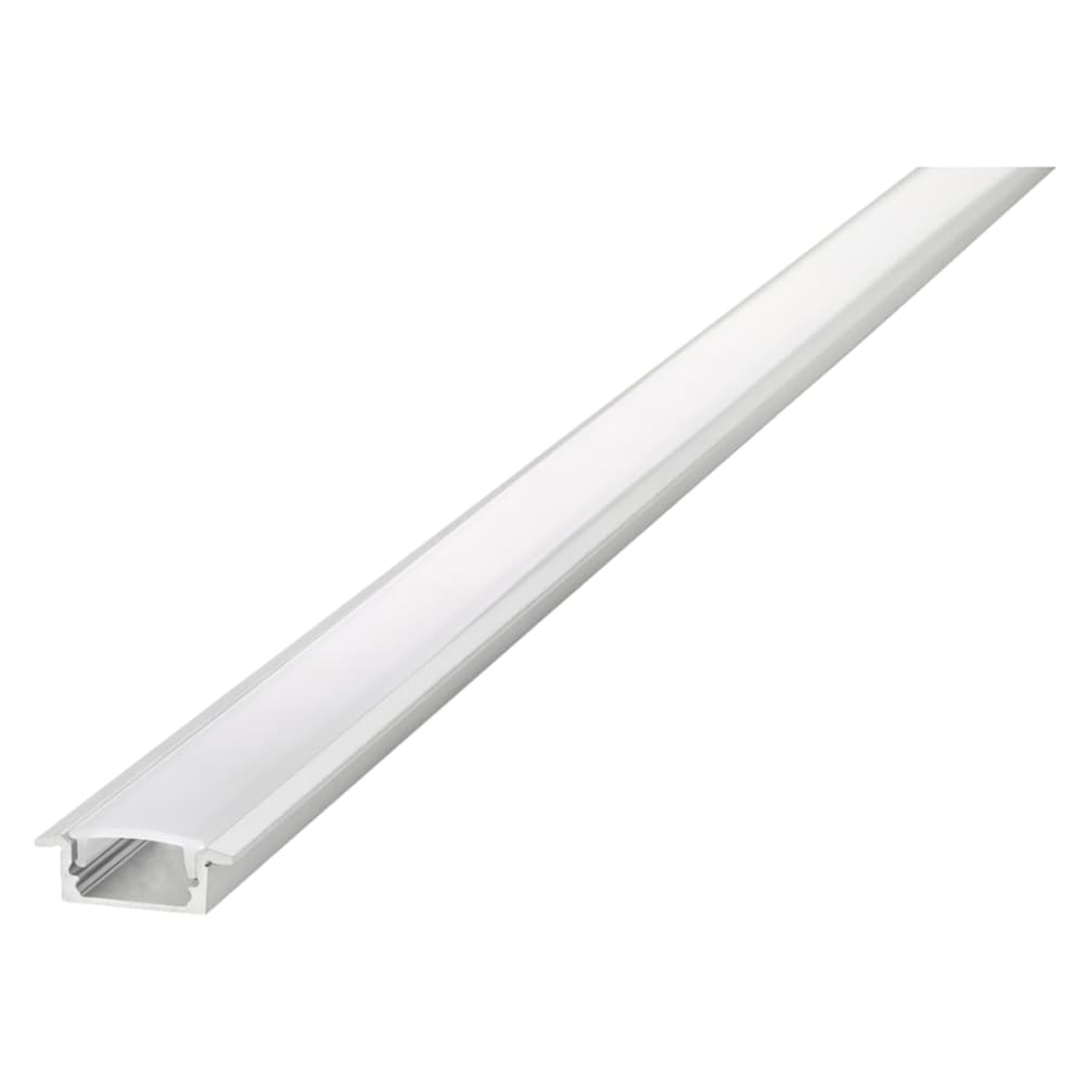 Integral LED Recessed Profile with Frosted Diffuser for LED Strip Light - 2000mm - Aluminium