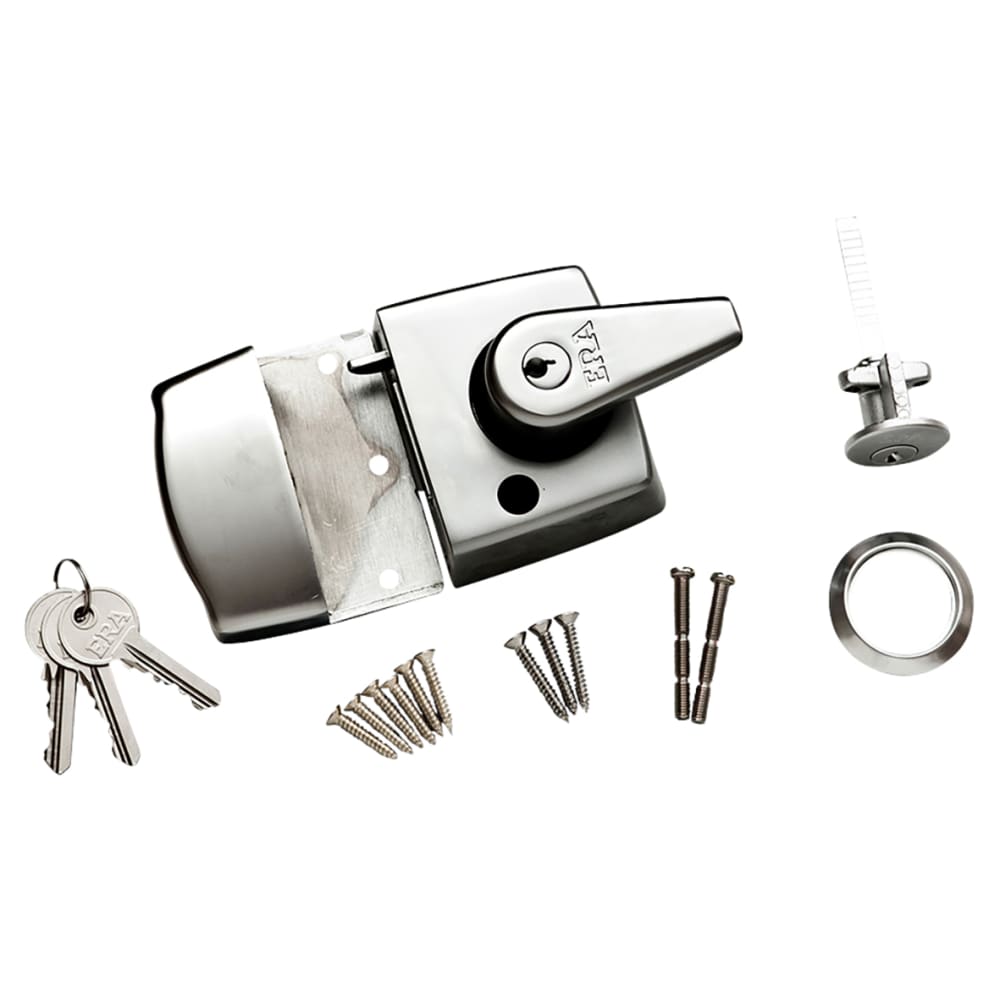 ERA Double Locking Nightlatch - 60mm Backset - Satin Chrome Case/Cylinder