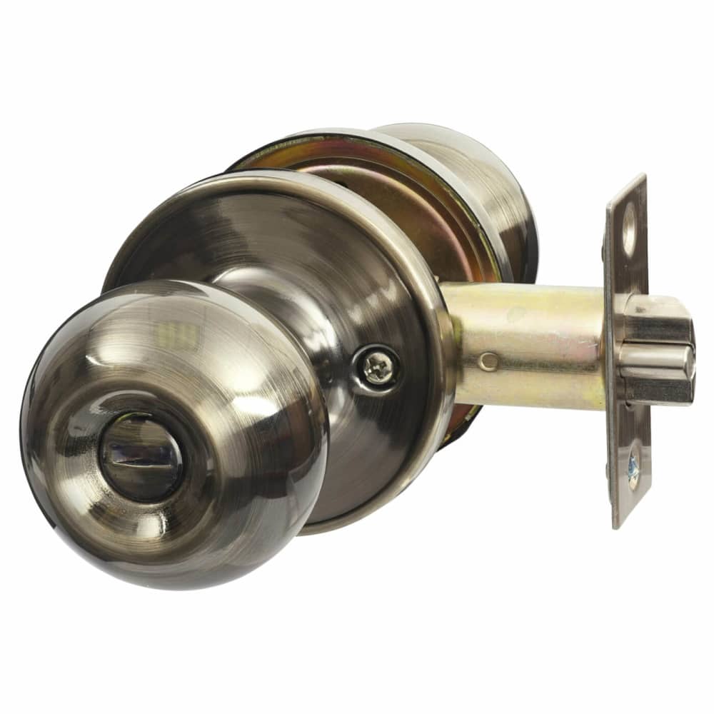 Touchpoint Bala Hotel Mortice Door Knobset - Bathroom - 65mm Rose Diameter - Antique Brass