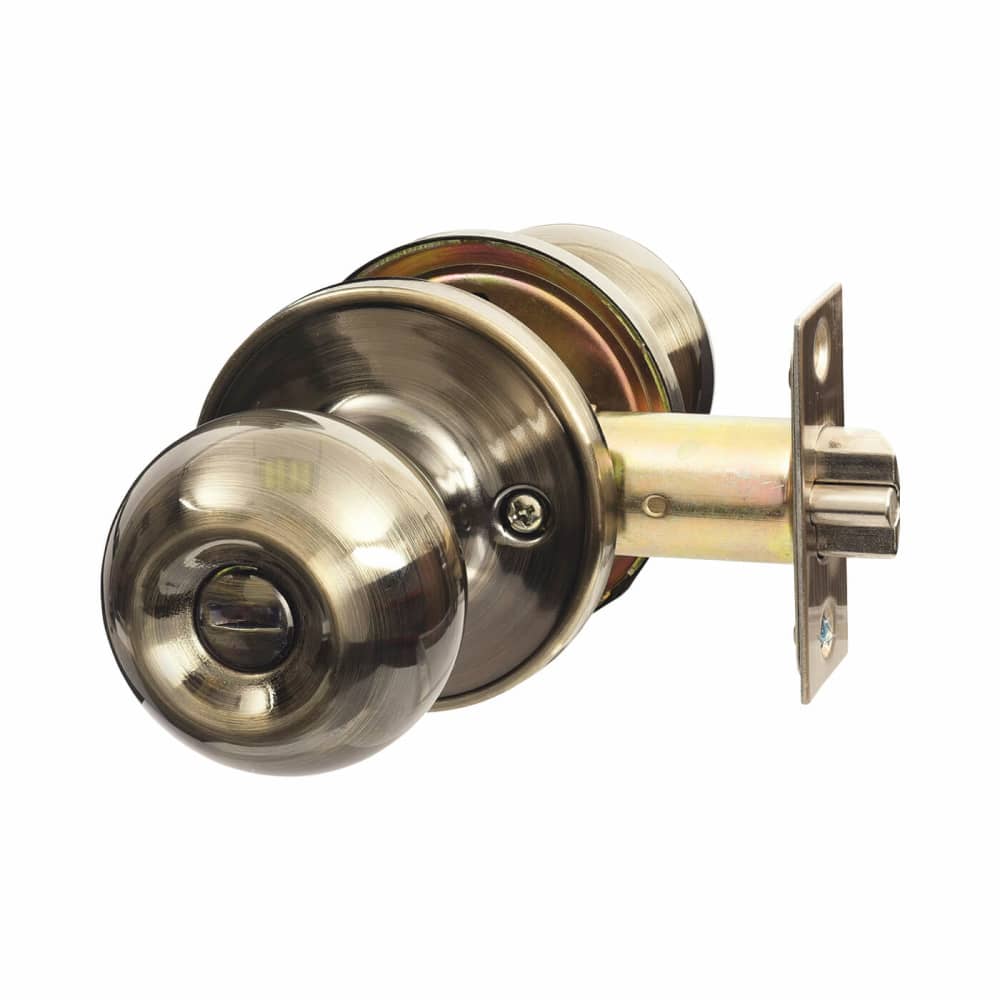 Touchpoint Bala Hotel Mortice Door Knobset - Bathroom - 65mm Rose Diameter - Antique Brass