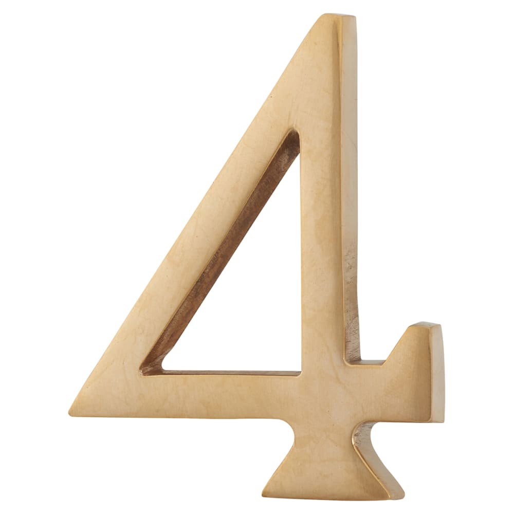 Heritage Brass 76mm Concealed Screw Fix Door Numeral - 4 - Unlacquered Brass