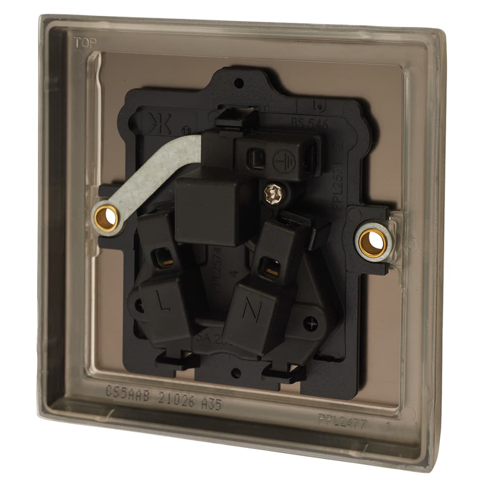 Knightsbridge 5A Unswitched Round Pin Socket - Antique Brass with Black Insert