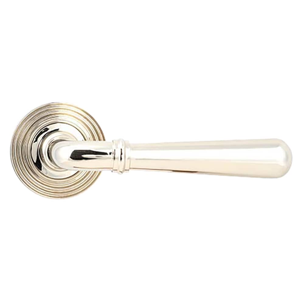 From The Anvil Newbury Door Handle on Reeded Beehive Rose - Polished Nickel