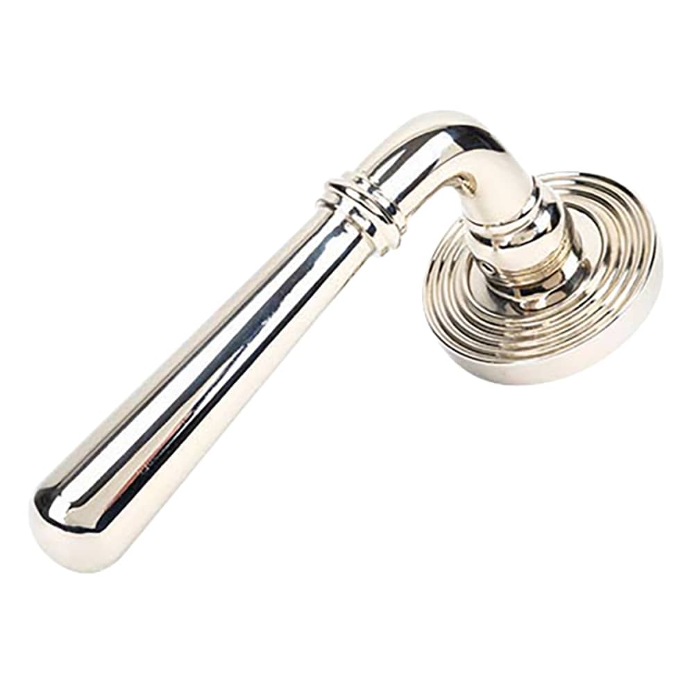 From The Anvil Newbury Door Handle on Reeded Beehive Rose - Polished Nickel