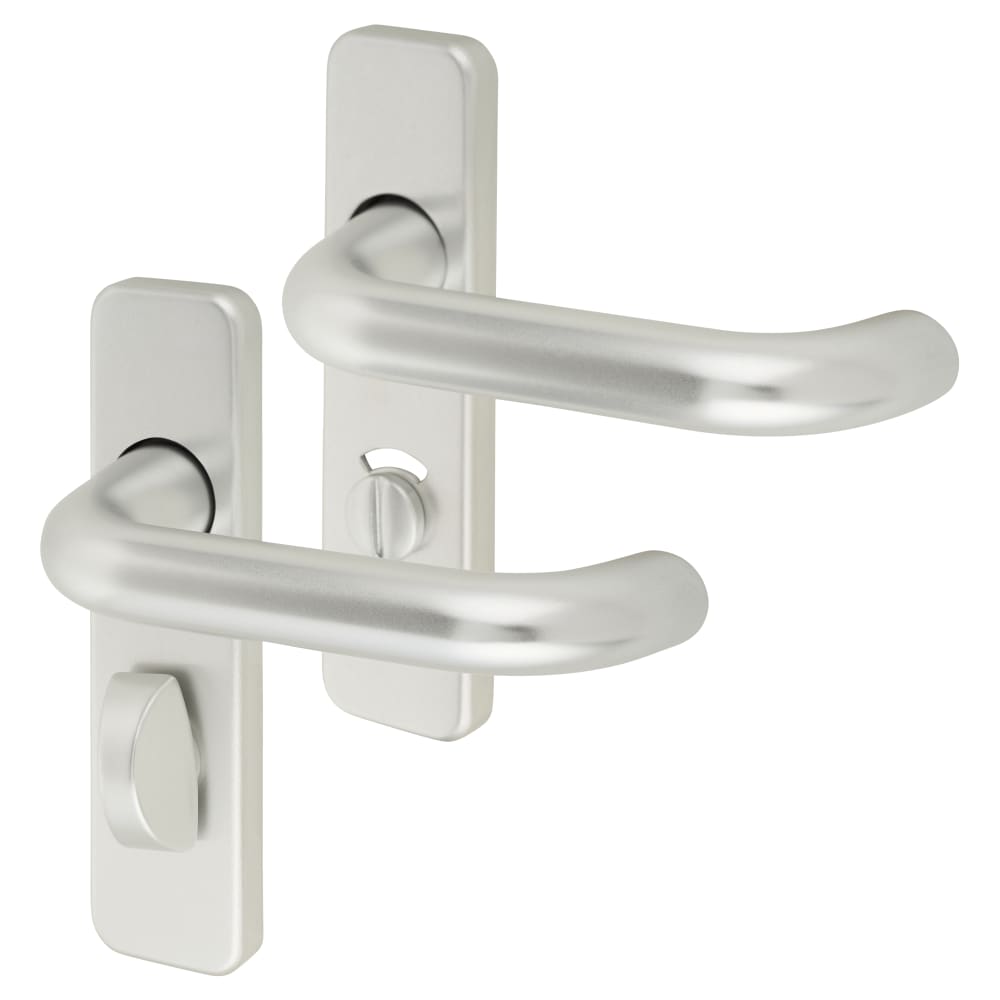 Touchpoint 20mm Return to Door Bathroom Door Handle - 155 x 40mm - Satin Aluminium