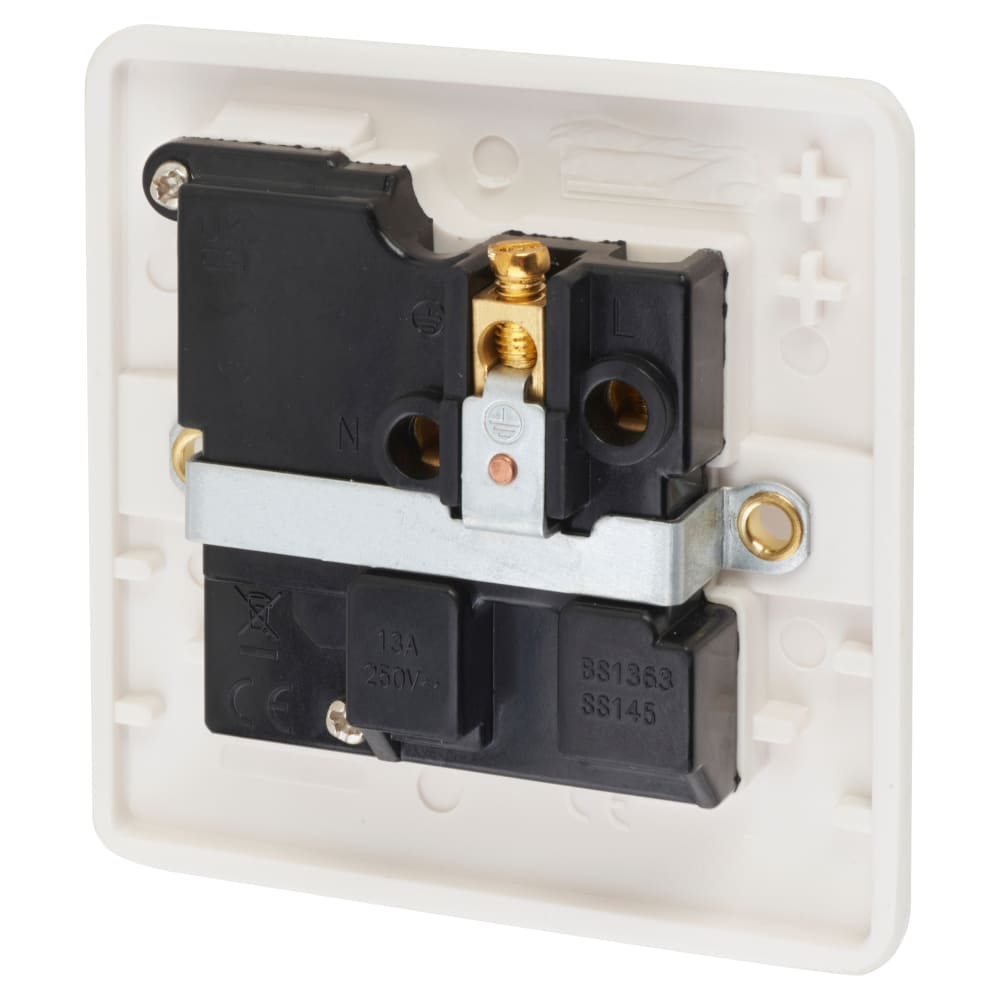 Touchpoint 13A 1 Gang Double Pole Switched Socket - White