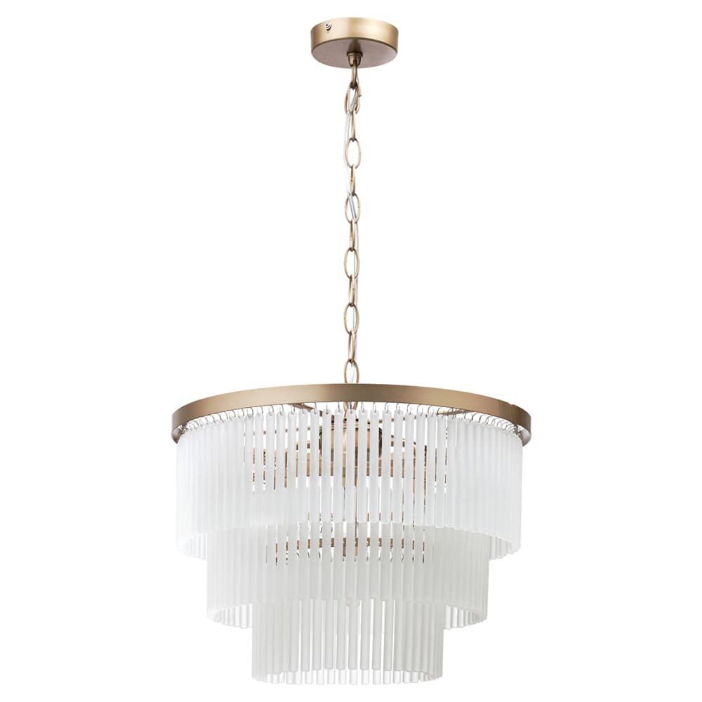 BHS Aubrey 5 Light Ceiling Pendant - Satin Brass Fittings and Frosted Glass Shade